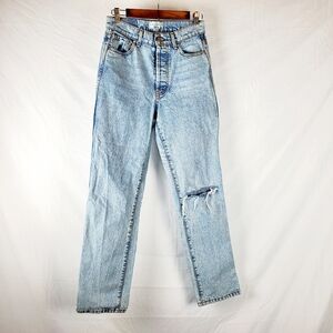 Revice Straight‎ Leg Button Fly Distressed Jeans